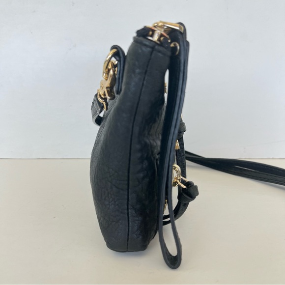 BOTKIER Logan Convertible Wristlet Black Pebbled Leather Shoulder Bag Crossbody - Picture 6 of 16